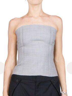 St Agni grey bustier tube w raw hems - M